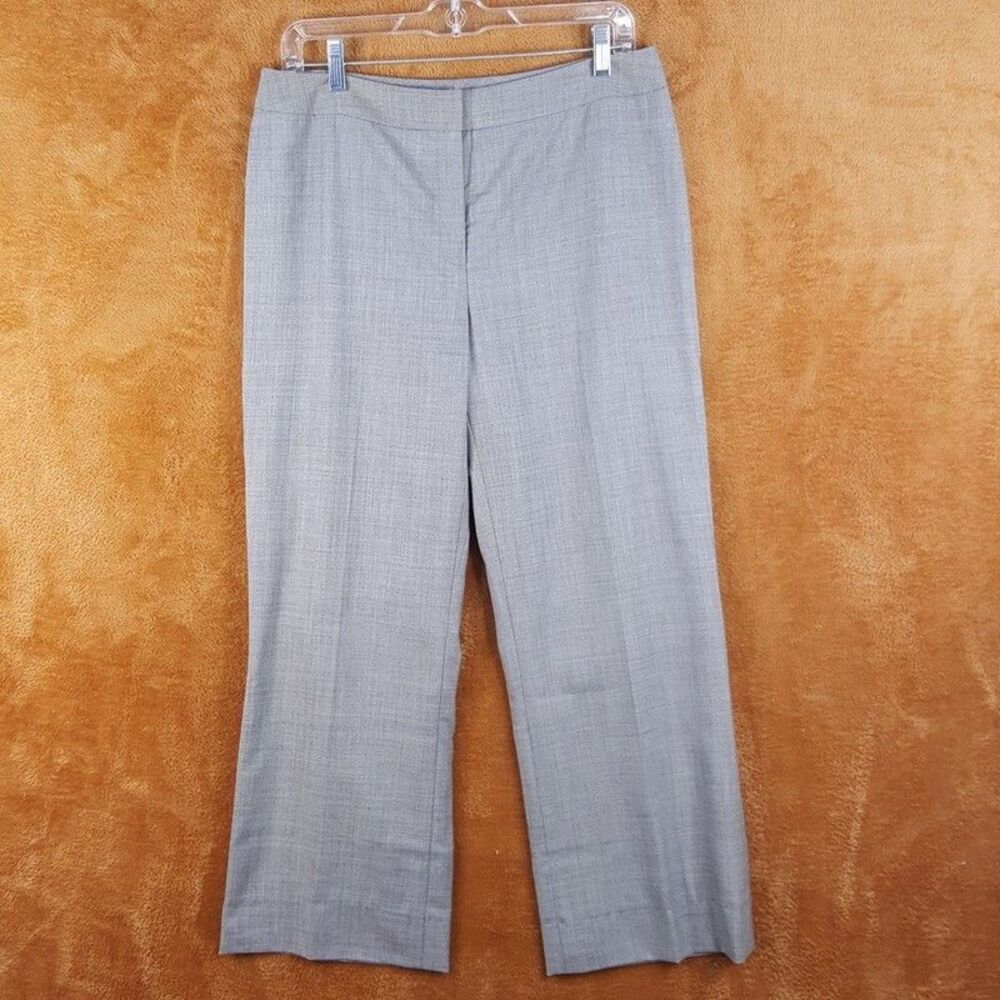 LAFAYETTE 148 Pants Womens Size 8 Grey Wide Leg Virgin Wool Lightweight Trouser